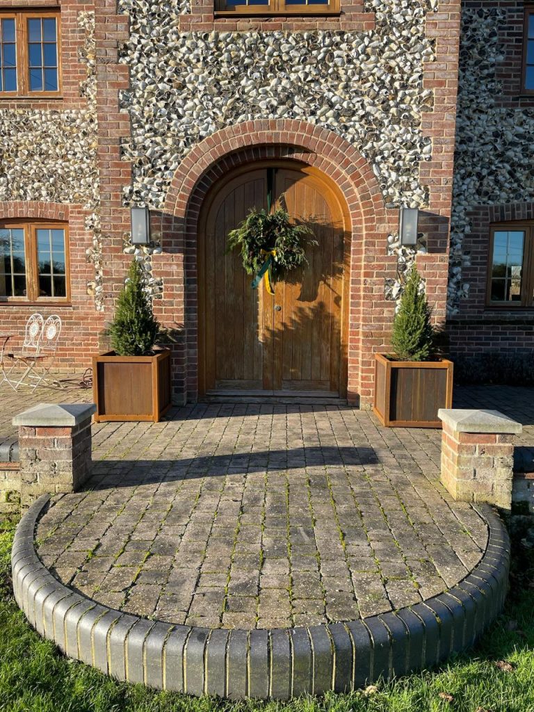 Front door with wreath display