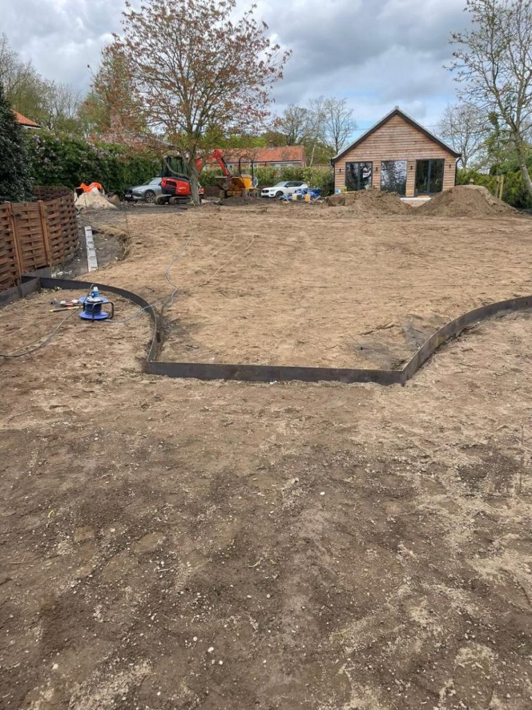 Construction site with new patio